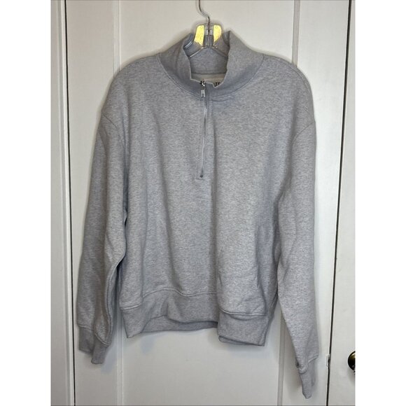 Mate The Label Organic Fleece Half Zip Sweatshirt Heather Grey NWT X-Large - Picture 5 of 9